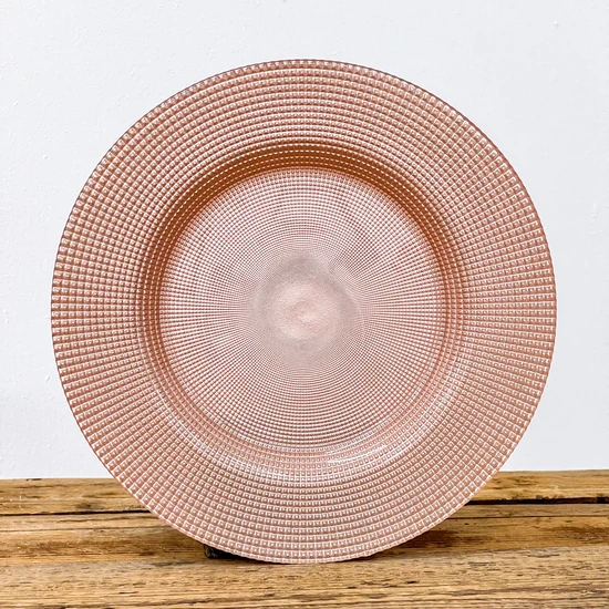 Perge lapos üvegtányér 28 cm rózsaszínezüst átmérő: 28 cm