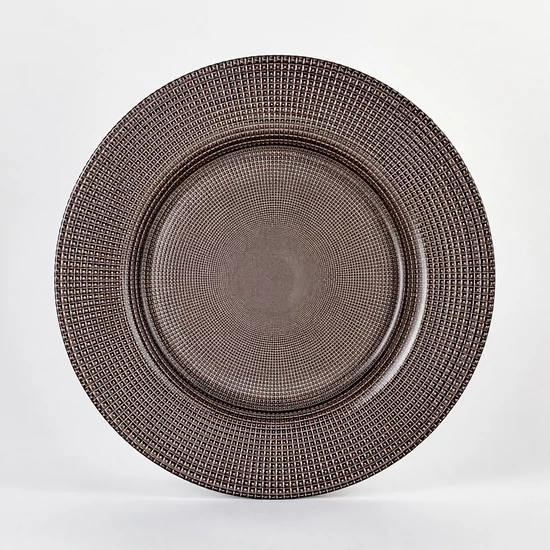 Perge lapos üvegtányér 28 cm taupeezüst átmérő: 28 cm