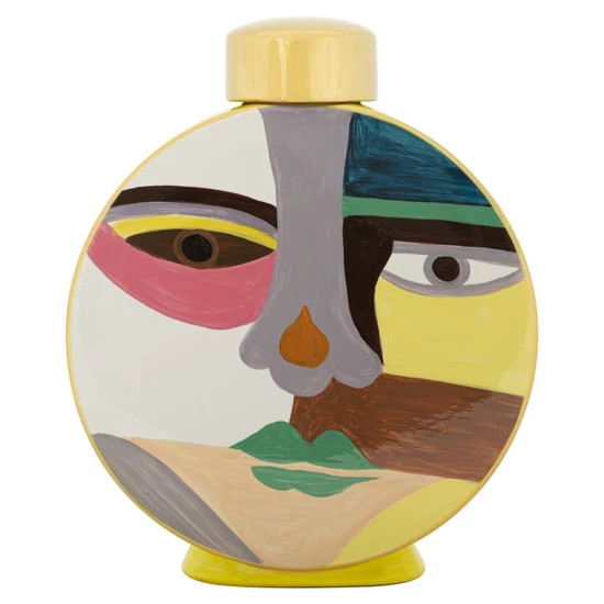 Piccassy kerek váza fedővel színes 23x9x28 cm