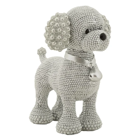 Pudli csillogó figura ezüst 15x9,5x15 cm