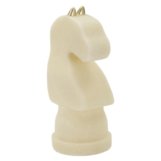 Quartz sakk ló figura fehér/arany 14x13x31 cm
