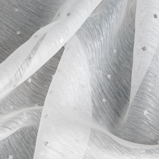 Sibel mintás dekor függöny Fehér/ezüst 300x150 cm