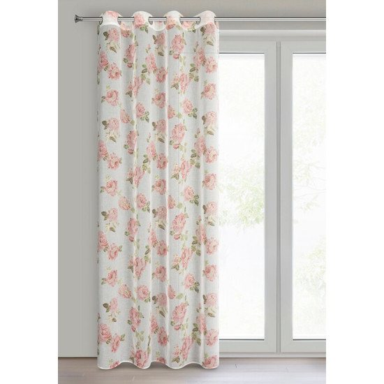 Mela rózsa mintás etamin függöny arany nyomattal Fehér 140x250 cm Mela rózsa mintás etamin függöny arany nyomattal Fehér 140x250 cm