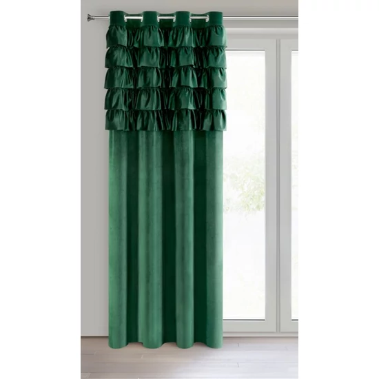 Aura fodros dekor függöny Sötétzöld 140x250 cm Aura fodros dekor függöny Sötétzöld 140x250 cm
