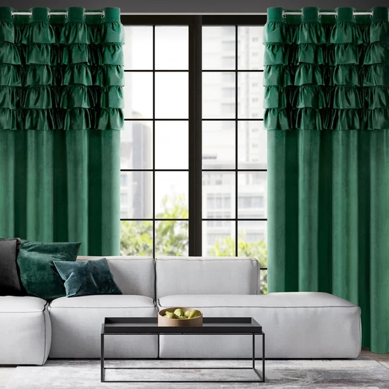 Aura fodros dekor függöny Sötétzöld 140x250 cm Aura fodros dekor függöny Sötétzöld 140x250 cm