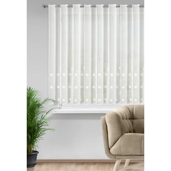 Bellis fényáteresztő függöny Fehér 350x145 cm