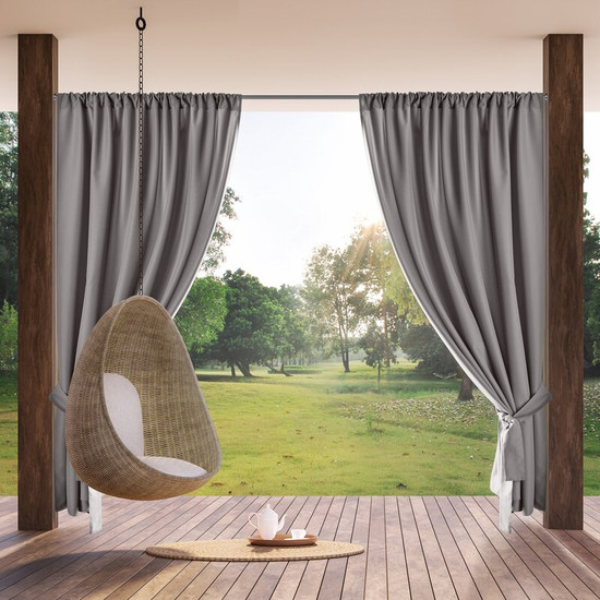 Garden vízálló kerti függöny elkötővel Acélszürke 155x200 cm