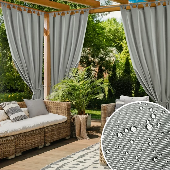 Garden vízálló kerti függöny elkötővel Ezüst 155x260 cm
