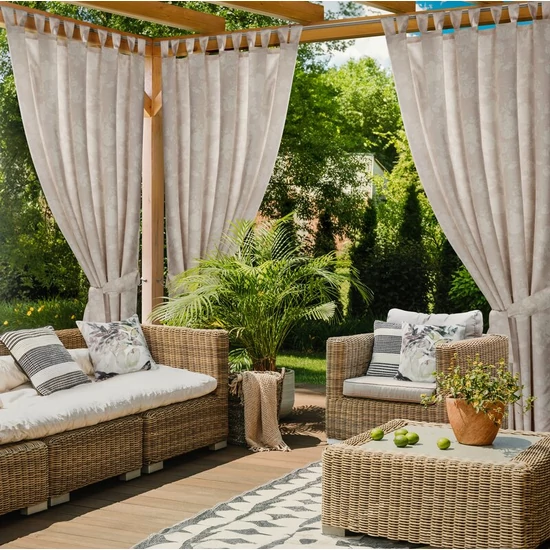 Garden15 vízálló kerti függöny elkötővel Pasztell rózsaszín 155x240 cm