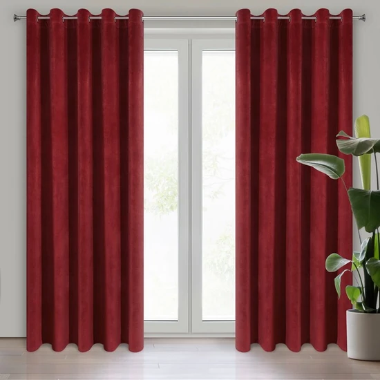 Villa bársony sötétítő függöny Sötét vörös 140x250 cm