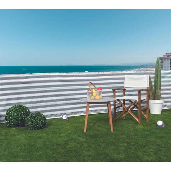 BALCONY EASY - Hangulatos erkélyháló fűzőlyukakkal 0,9 x 5 m szürke-fehér