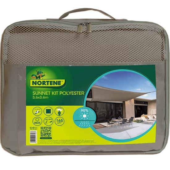 SUNNET KIT POLYESTER - Napvitorla 3,6 x 3,6 m barna