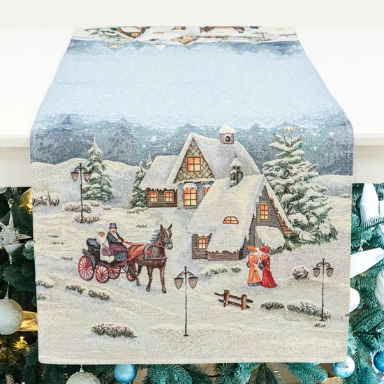Alpesi éjszaka gobelin asztali futó 37x100 cm ezüst lurex