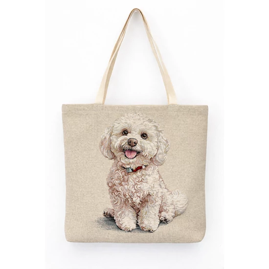 Bichon kutyás bevásárló táska 43x42 cm