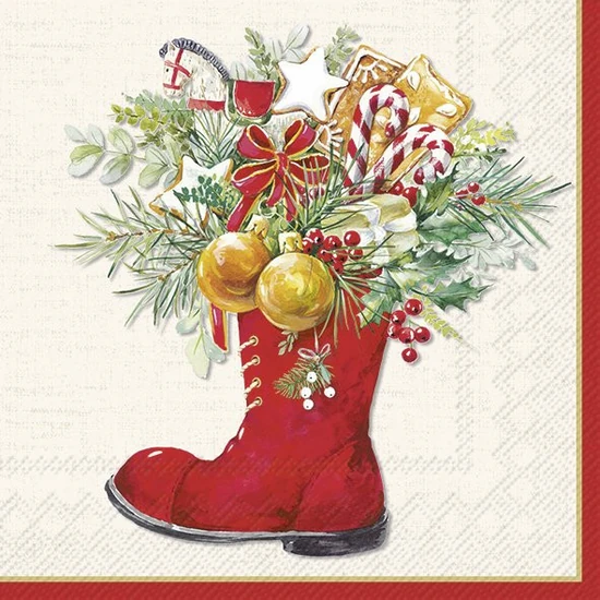 Christmas boots karácsonyi szalvéta 3 rétegű 20 db/csomag