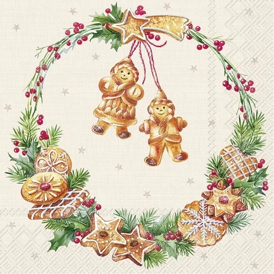 Cookie mézeskalácsos karácsonyi szalvéta 3 rétegű 20 db/csomag