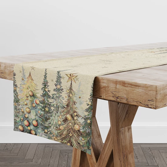 Csillogó erdő gobelin asztali futó 37x100 cm arany lurex