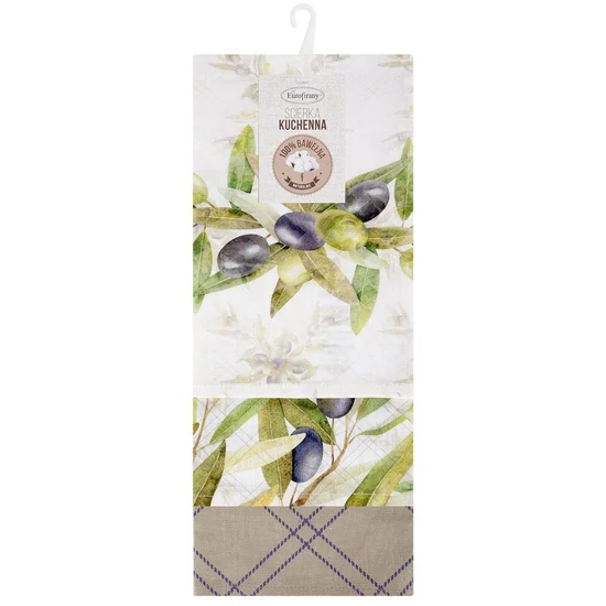 Olive 3Db-os pamut konyharuha szett Natúr 50x75 cm - 3 cm