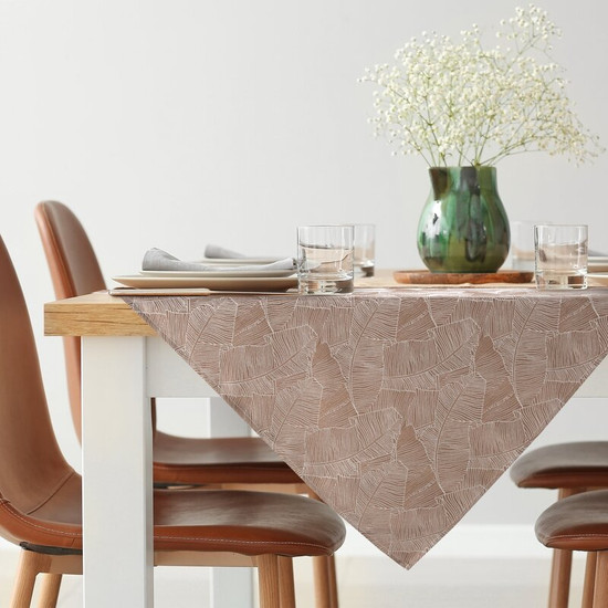 Isla banánlevél mintás jacquard asztalterítő Sötét bézs 85x85 cm Isla banánlevél mintás jacquard asztalterítő Sötét bézs 85x85 cm