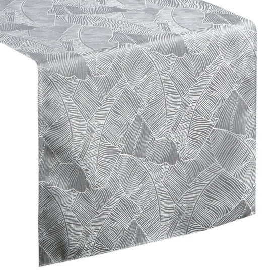 Isla banánlevél mintás jacquard asztali futó Ezüst 40x140 cm Isla banánlevél mintás jacquard asztali futó Ezüst 40x140 cm