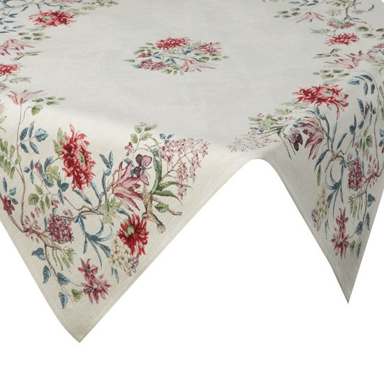 Egzotikus virágmintás gobelin asztalterítő zsenília fonalból Natúr 100x100 cm +/-5% Egzotikus virágmintás gobelin asztalterítő zsenília fonalból Natúr 100x100 cm +/-5%
