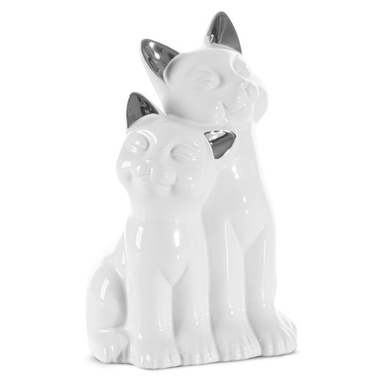 Fehér macska figura Fehér 14x12x22 cm Fehér macska figura Fehér 14x12x22 cm