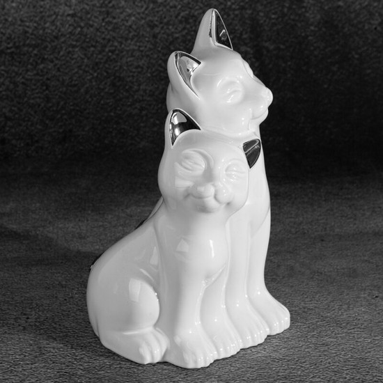 Fehér macska figura Fehér 14x12x22 cm Fehér macska figura Fehér 14x12x22 cm