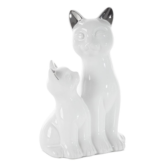 Fehér macska figura Fehér 15x11x22 cm