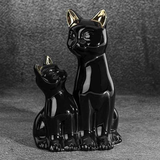 Fekete macska figura Fekete 15x11x22 cm Fekete macska figura Fekete 15x11x22 cm