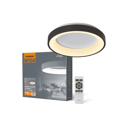 Videx Led Edge 72 W-os ø450mm fekete LED távirányítós mennyezeti lámpa