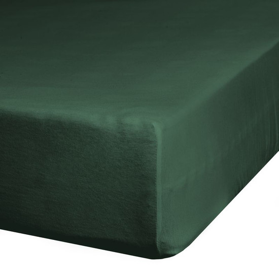 Jersey pamut gumis lepedő Palackzöld 180x200 cm +30 cm