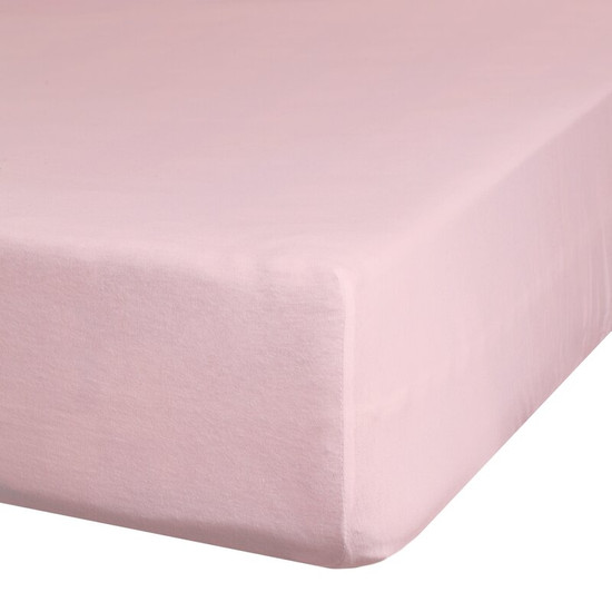 Jersey pamut gumis lepedő Púder rózsaszín 180x200 cm +30 cm