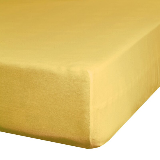 Jersey pamut gumis lepedő Mustársárga 120x200 cm +25 cm Jersey pamut gumis lepedő Mustársárga 120x200 cm +25 cm