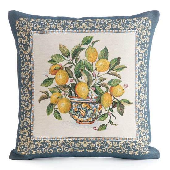 Citromos gobelin párnahuzat Natúr 45x45 cm - 5 cm
