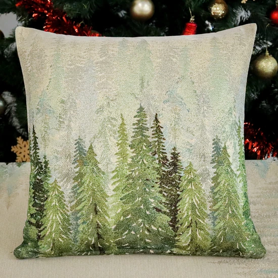 Golden forest fenyőfás párnahuzat arany lurex 45x45 cm