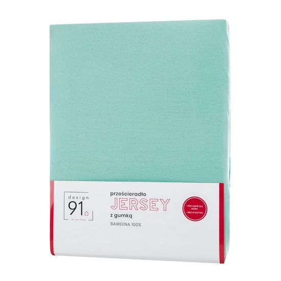 Jersey pamut gumis lepedő Menta 240x220 cm + 30 cm