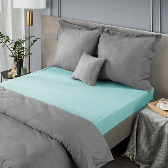 Jersey pamut gumis lepedő Menta 240x220 cm + 30 cm
