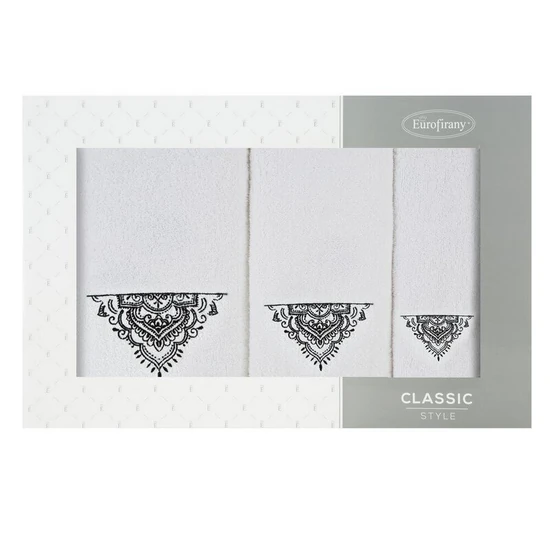 Laura 3Db-os hímzett törölköző szett Fehér