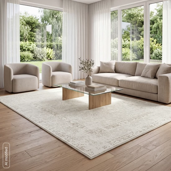 Nova3 szőtt modern szőnyeg Krémszín 60x100 cm