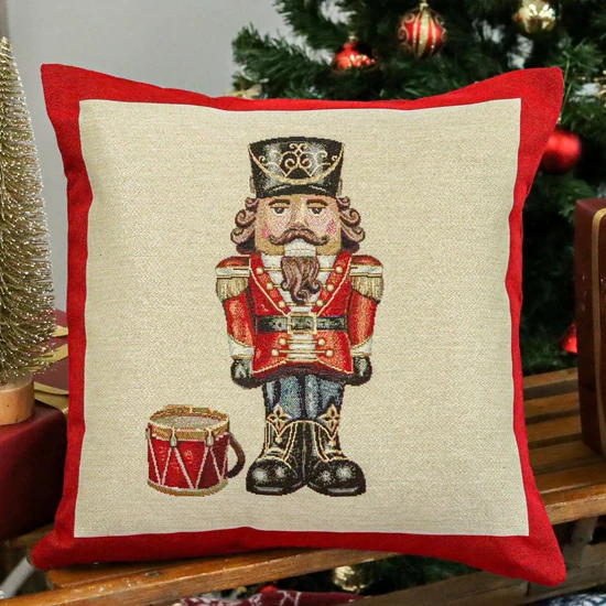 Nutcracker diótörős fekete kalapos párnahuzat arany lurex 45x45 cm