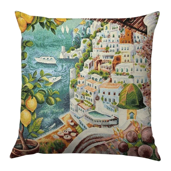 Sorrento citromos mediterrán párnahuzat 45x45 cm