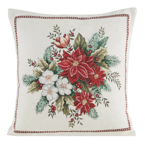 Gobelin karácsonyi párnahuzat zsenília fonalból 481 Piros 45x45 cm - 5 cm