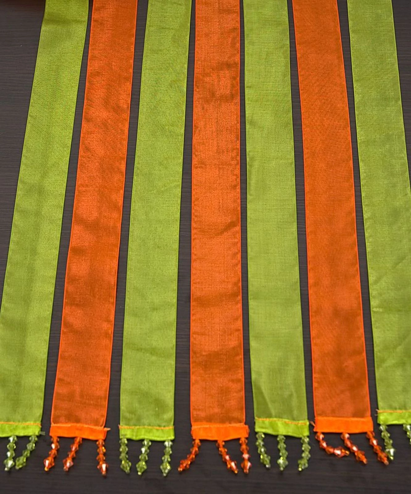 Organza 228 spagetti függöny Zöld/Narancssárga 90x200 cm