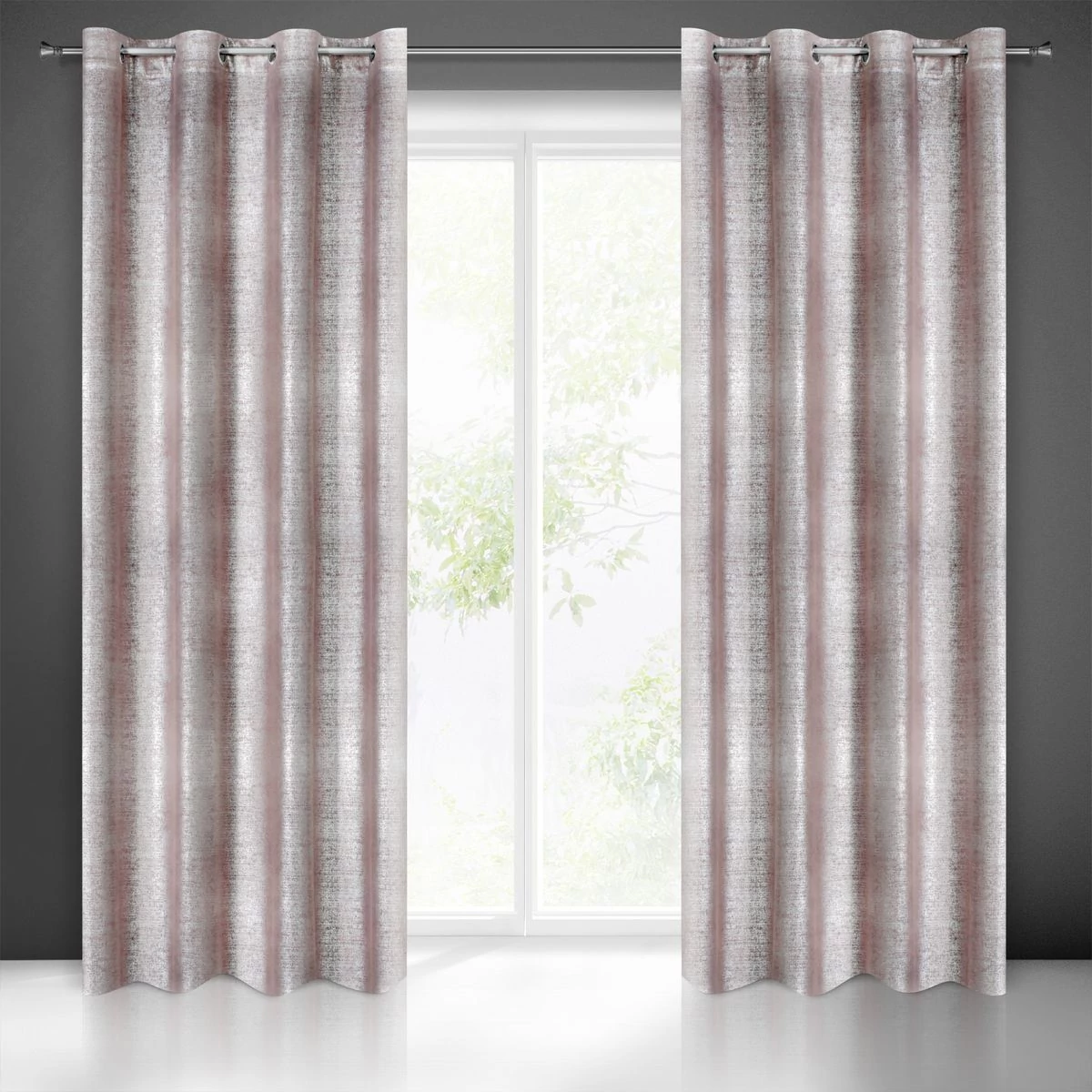 Ambi bársony sötétítő függöny Púder rózsaszín/ezüst 140x250 cm - HS372809