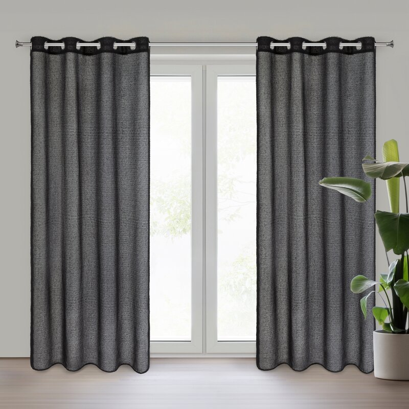 Agis fekete függöny mohair díszítéssel Fekete 140x250 cm