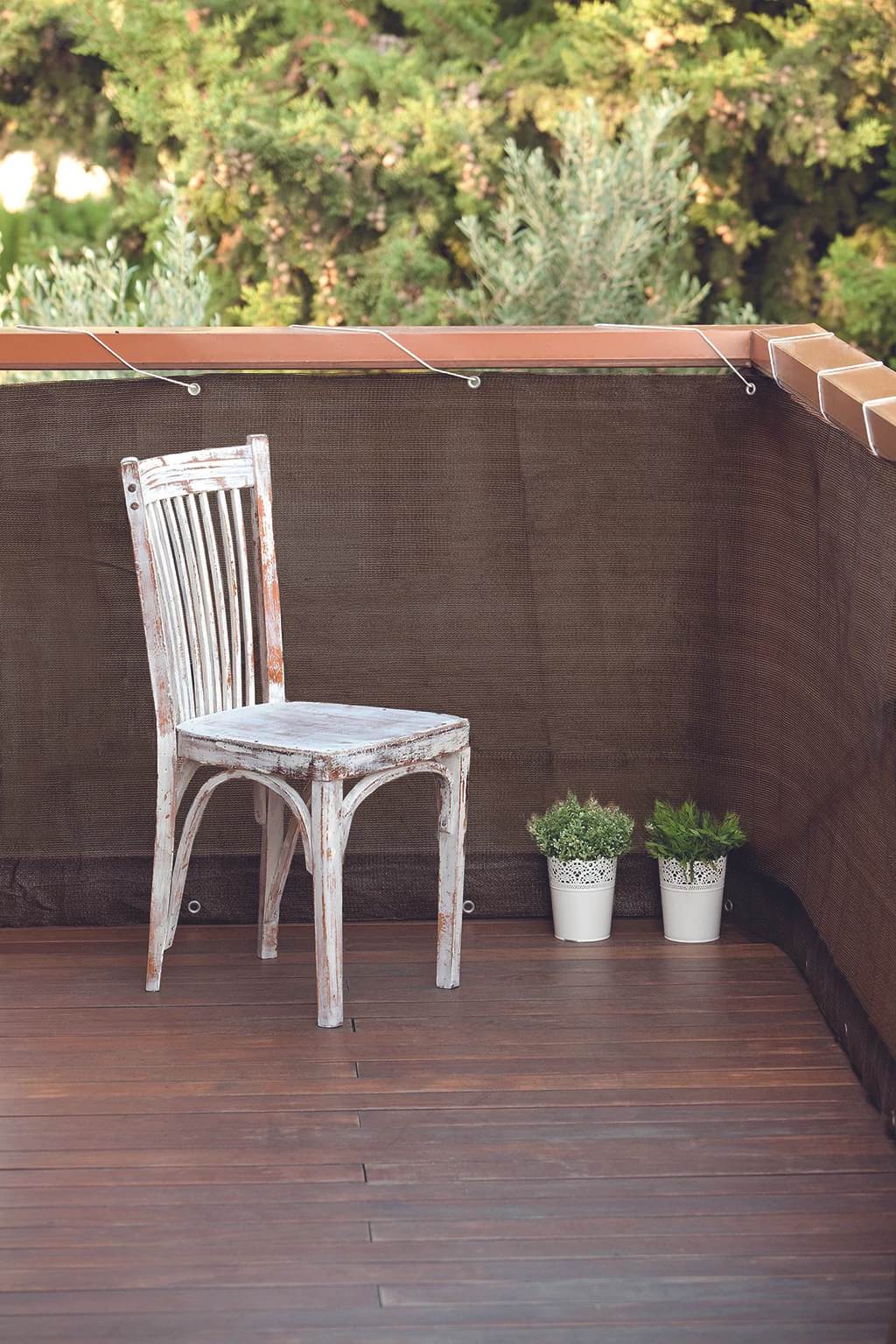 BALCONY EASY - Hangulatos erkélyháló fűzőlyukakkal 0,9 x 5 m barna