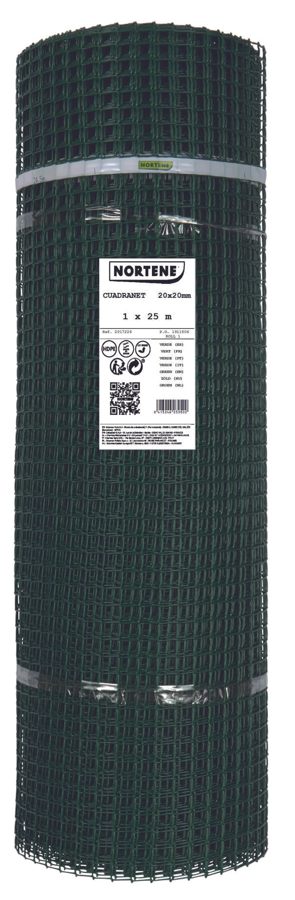 CUADRANET - Műanyag kertirács 0,5 x 25 m zöld ( 5 x 5 mm)