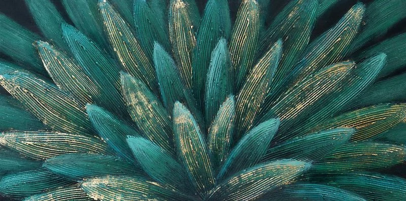 Kézzel festett modern falikép 382 Türkiz/arany 60x120 cm