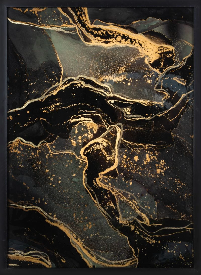 Absztrakt festmény kerettel 478 Grafit/arany 53x73 cm