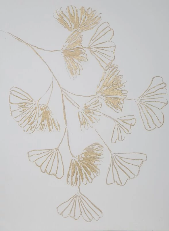 Modern falikép ginkgo levelekkel 487c Bézs 60x80 cm